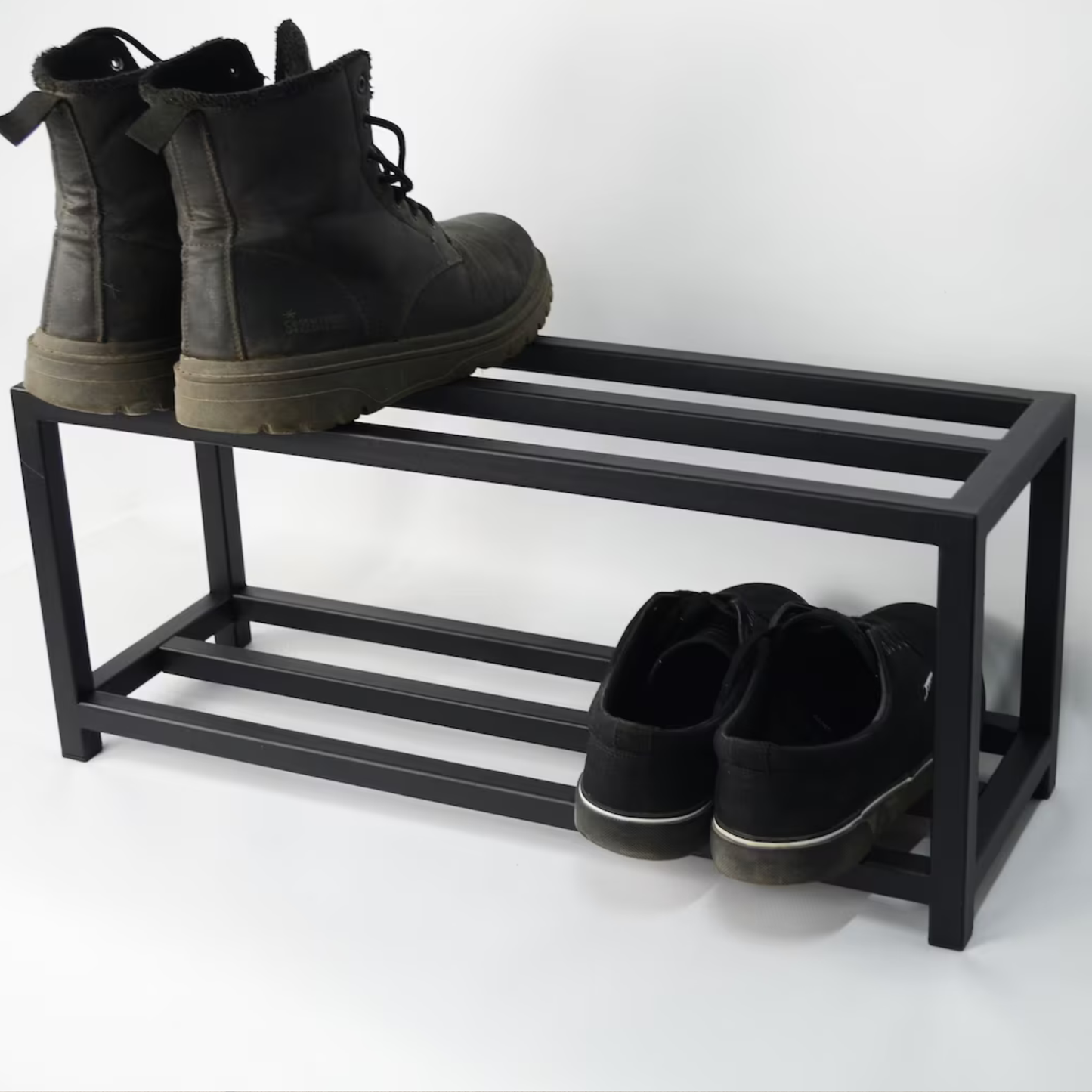 Stylish 2-Tier Metal Shoe Stand – Modern Minimalist Shoe Storage Rack for Home by Adaptivo Furniture