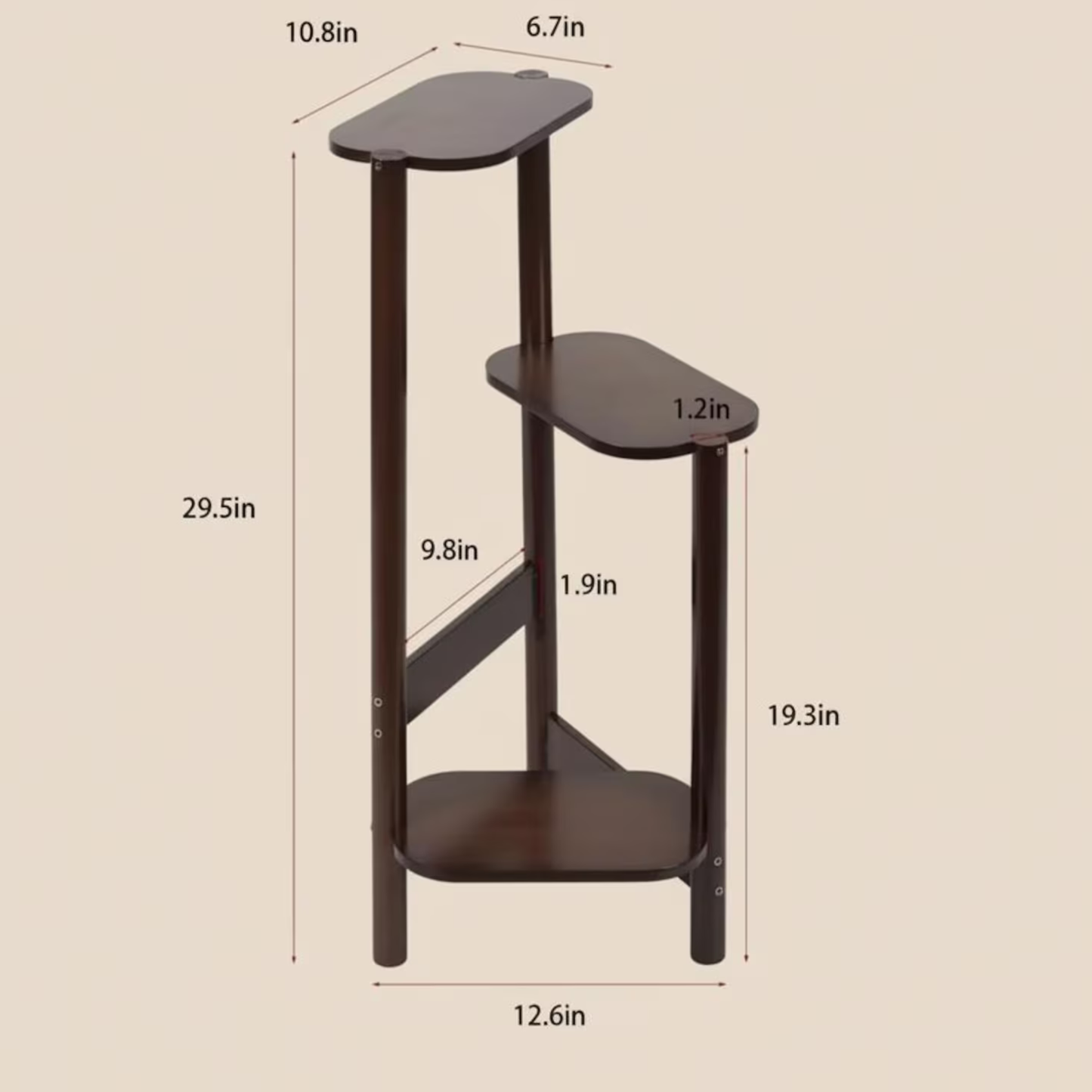 “Sheesham Wood 3-Tier Plant Rack – Durable Wooden Construction”
