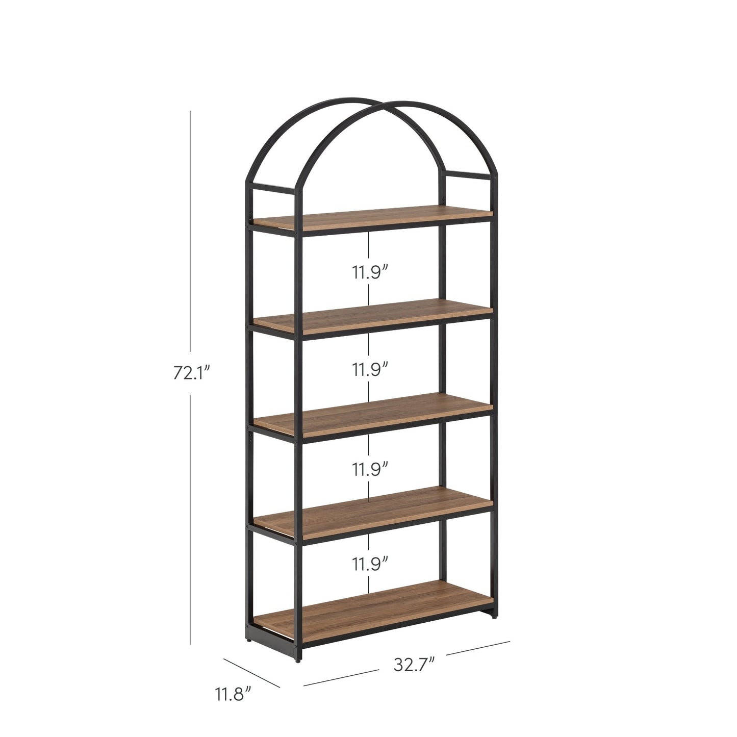 Metal 5-Shelf Arched Bookshelves