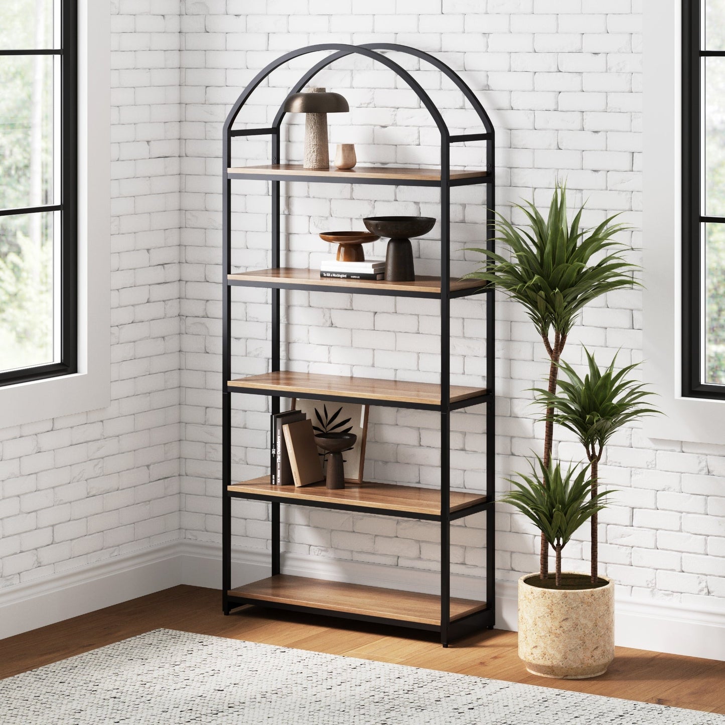 Metal 5-Shelf Arched Bookshelves