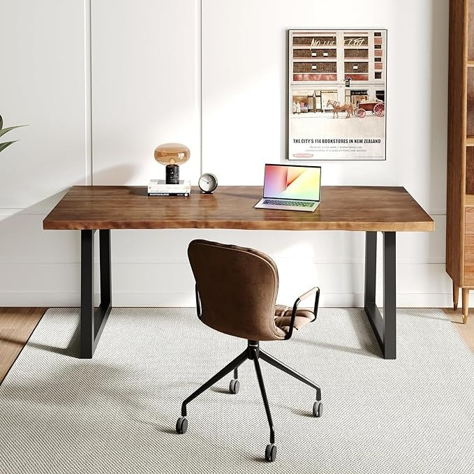 Modern Gaming Workbench Solid Sheesham Wood Desktop Computer Desk