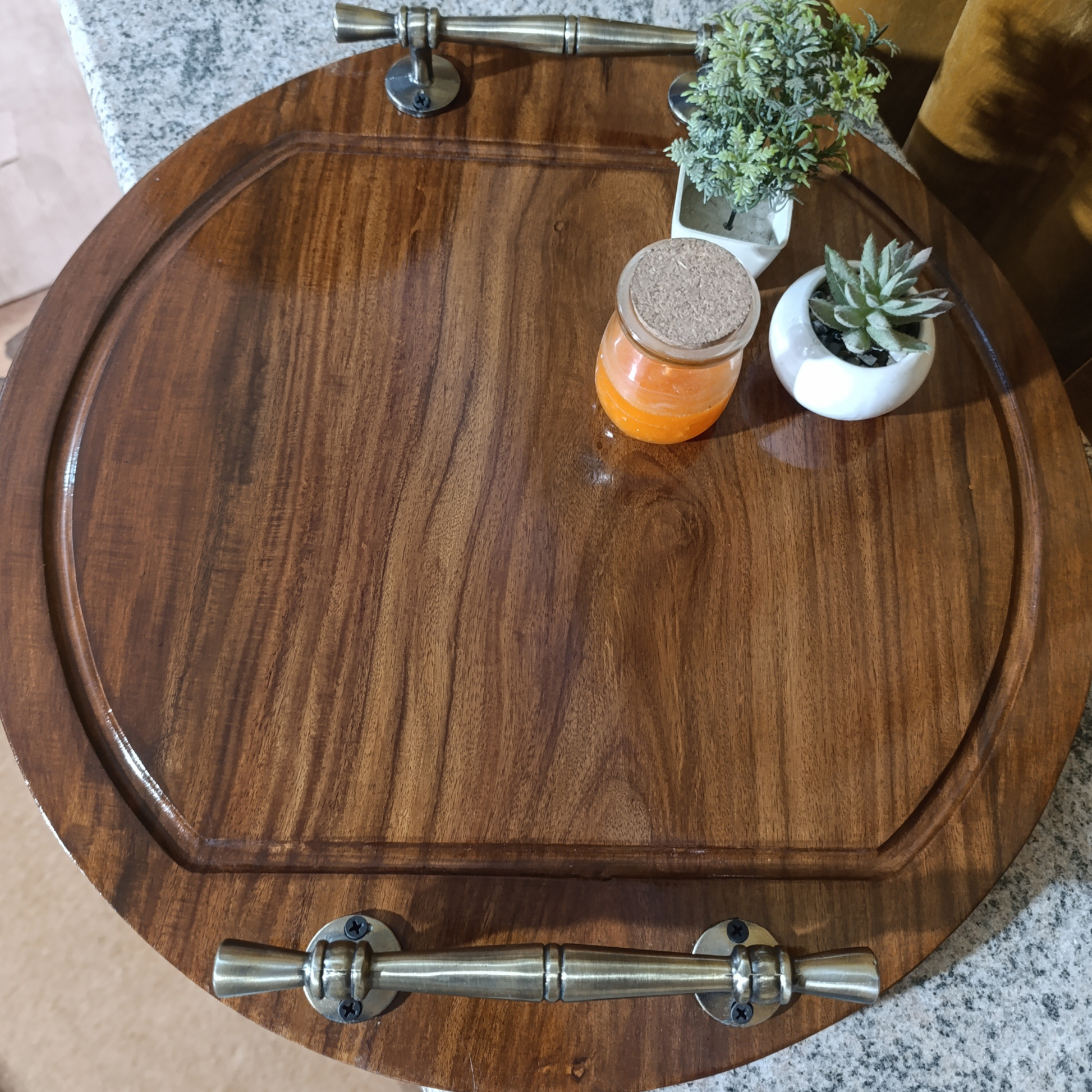Elegant Sheesham Serving Trays for Tea, Coffee & Snacks