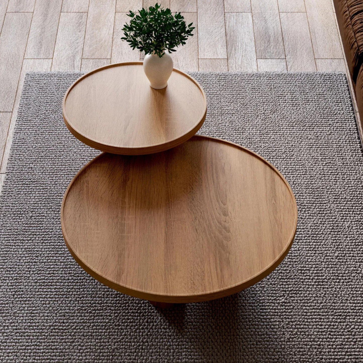 Handcrafted Sheesham wood tabletop with natural polish and Japandi minimalist design