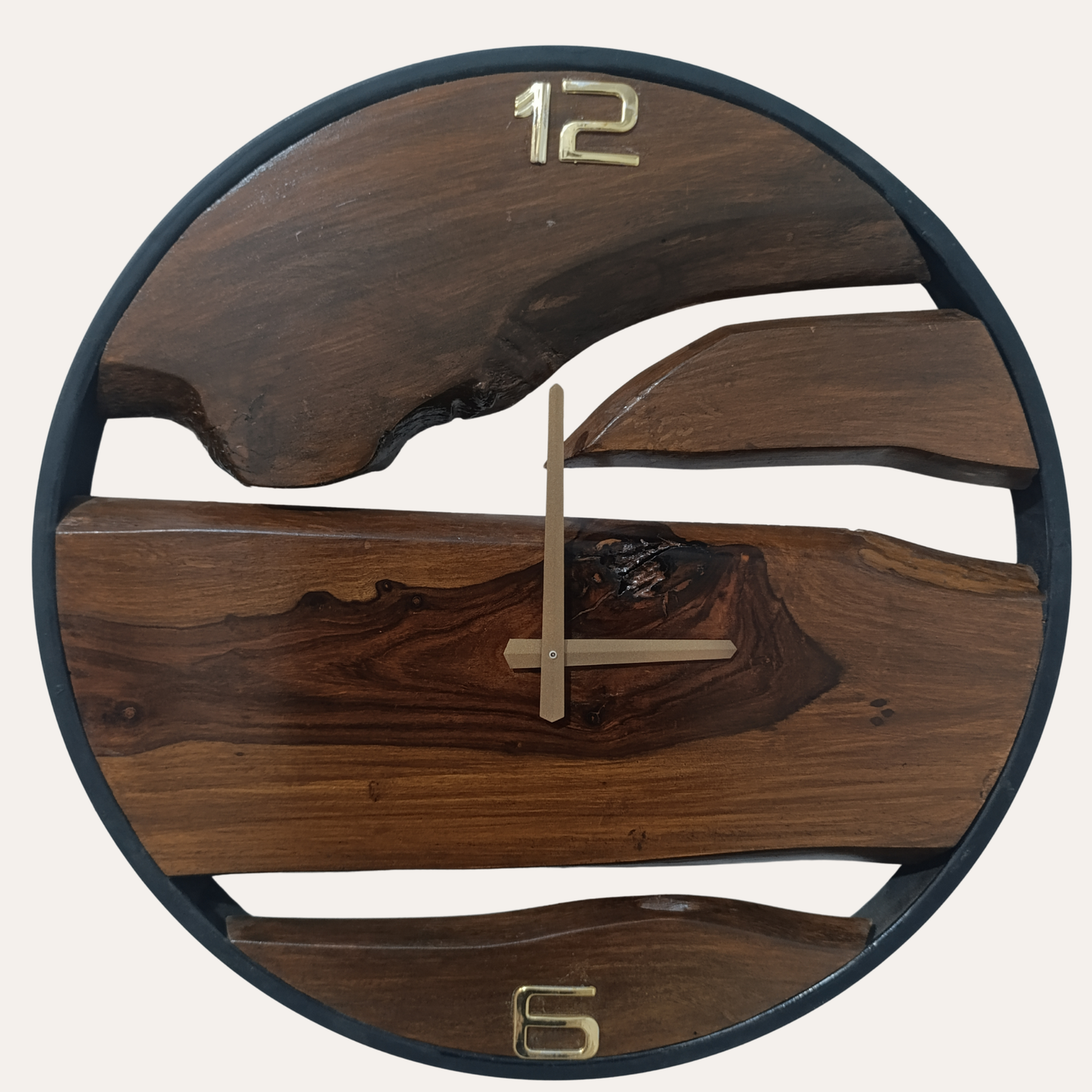 Custom Made Metal and Sheesham Wood Wall Clock – Elegant Handmade Design by Adaptivo Furniture