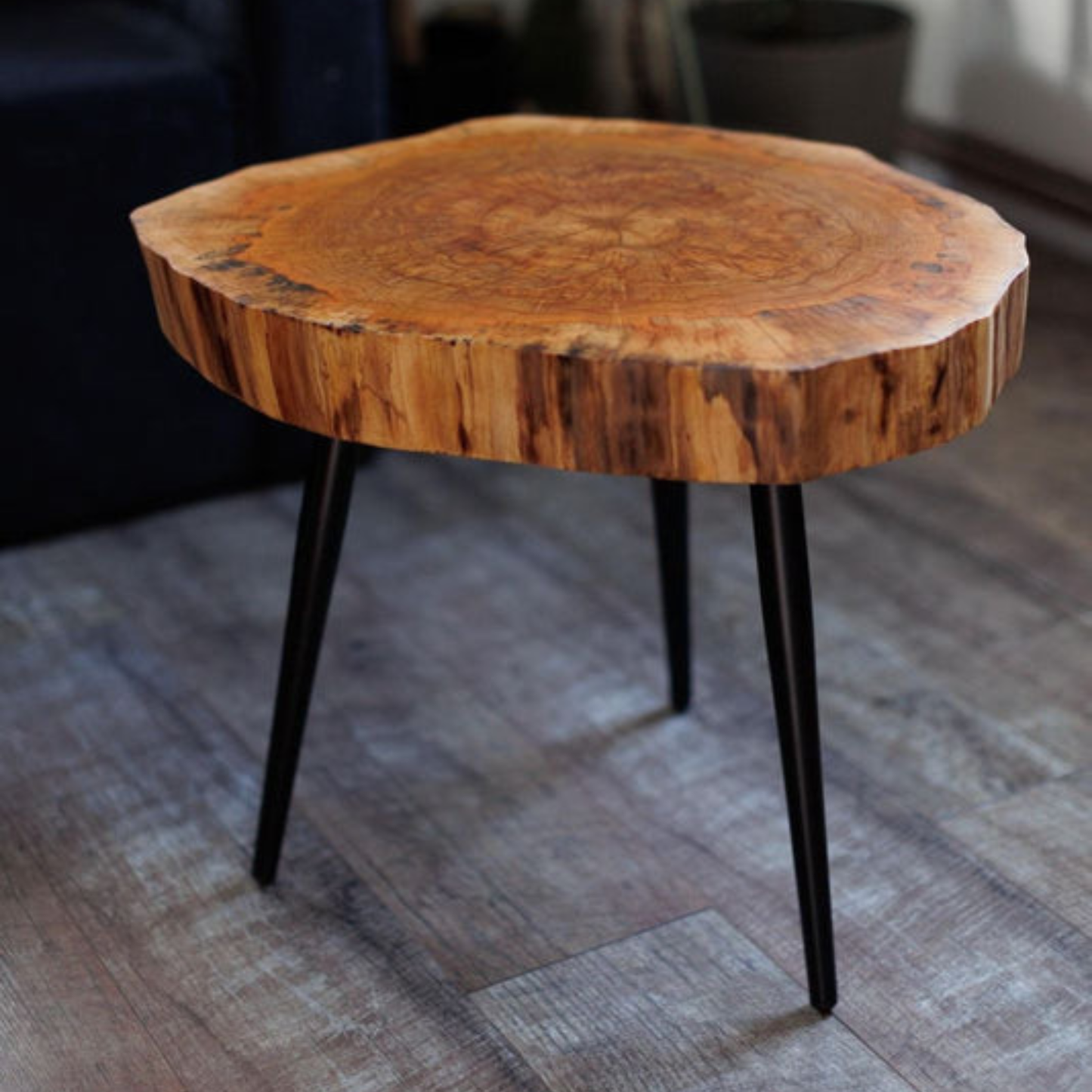 Rustic Flow Live Edge Table – Handcrafted Sheesham Wood Top with Industrial Metal Legs by Adaptivo Furniture