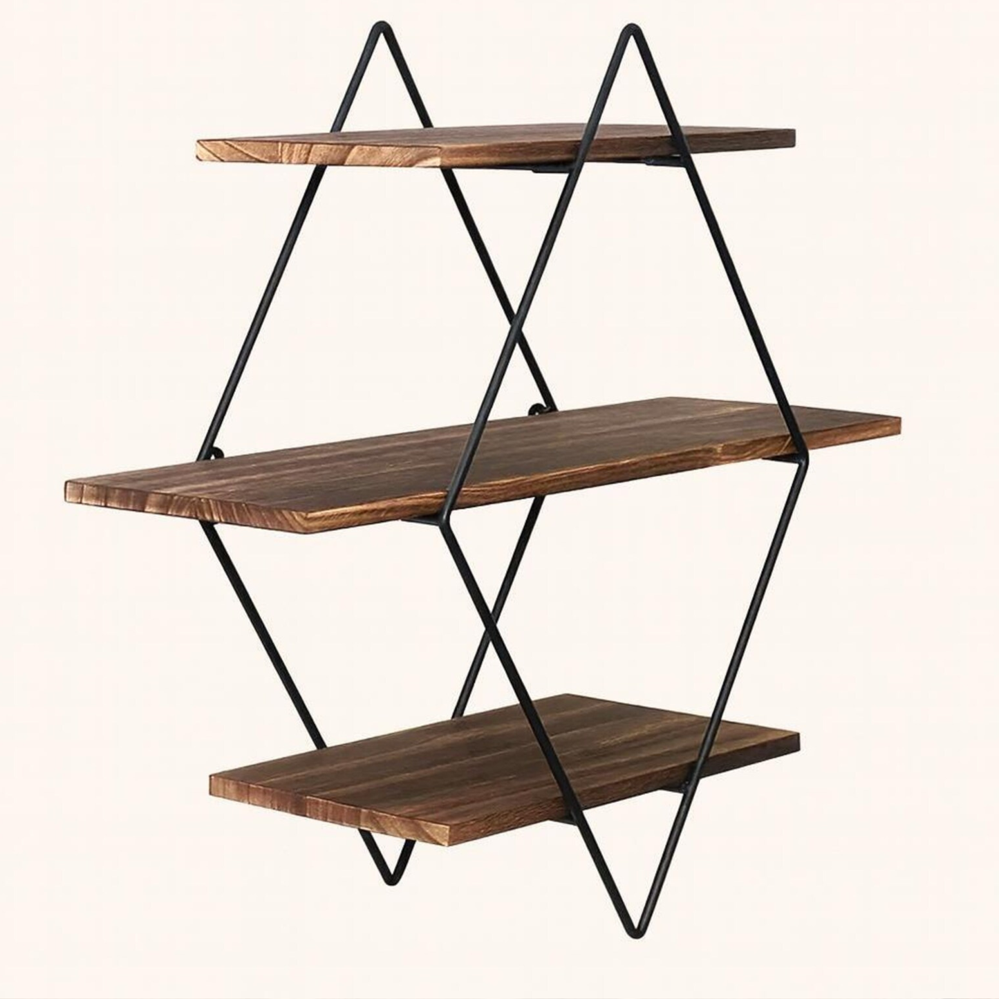 Stylish Geometric Wall Shelf with Wooden Boards and Metal Frame – Modern Home Decor by Adaptivo Furniture