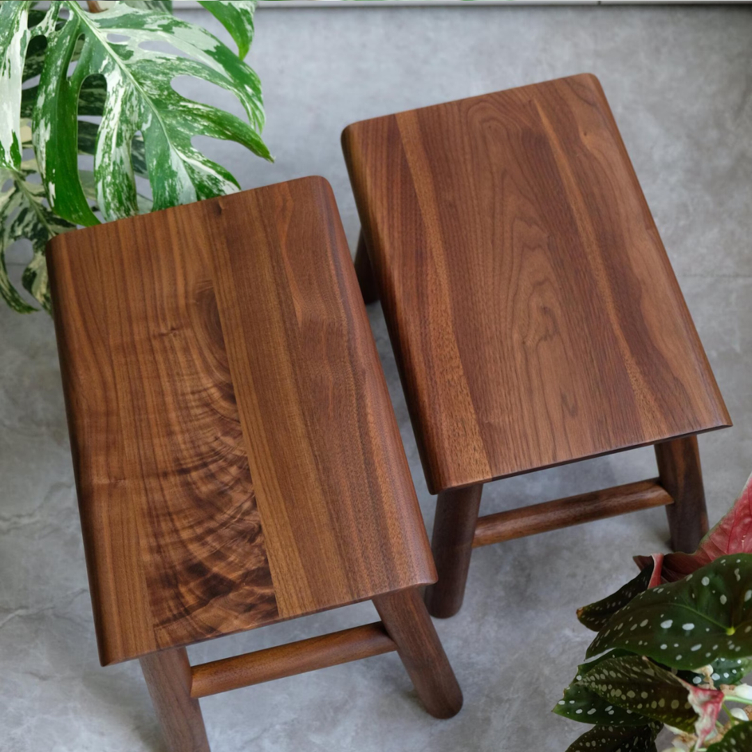 Handmade Sheesham Wood Stool | Modern Accent Seat & Side Table | Solid Wood Rustic Stool