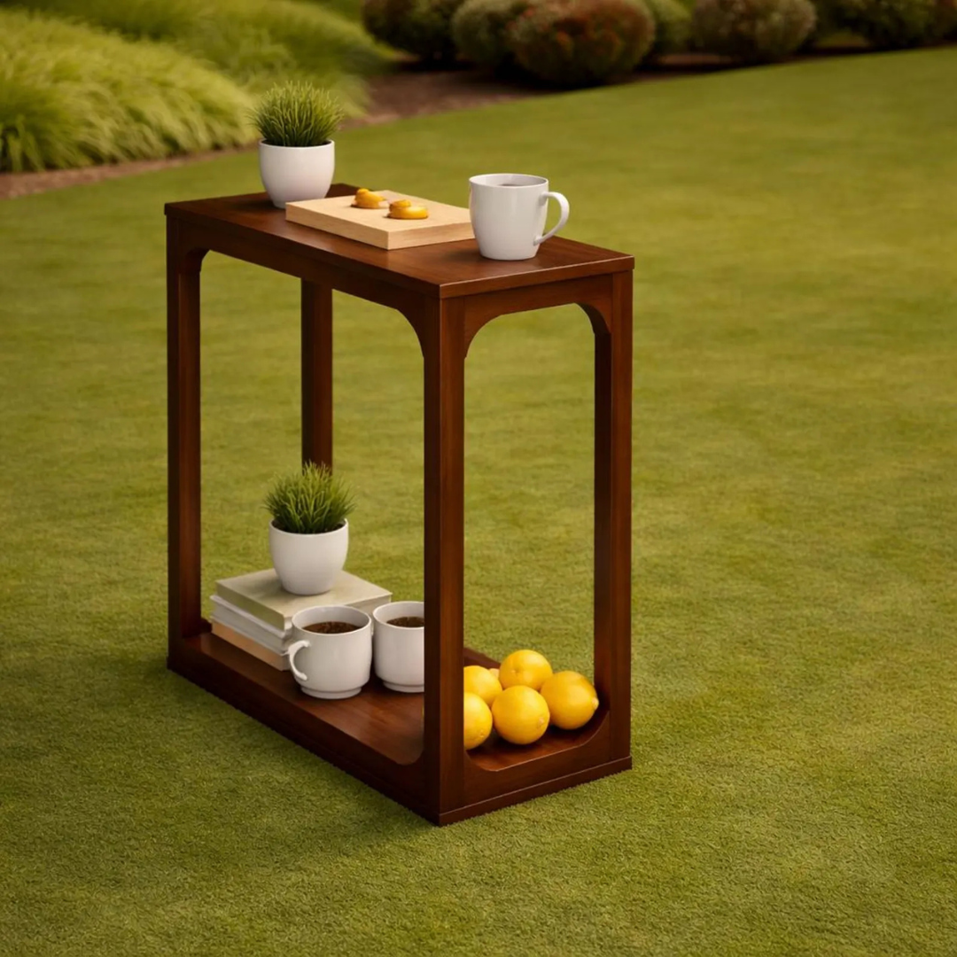 Handmade Solid Sheesham Wood Side Table | Minimalist Nightstand | Bedside End Table & Plant Stand