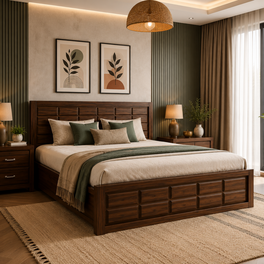 Haven Sheesham Bed β Solid Sheesham Wood Panelled Bed