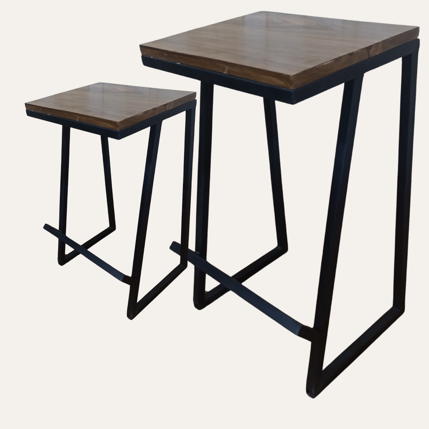 Handcrafted Sheesham Wood & Iron Bar Stool – Rustic Industrial Style by Adaptivo Furniture