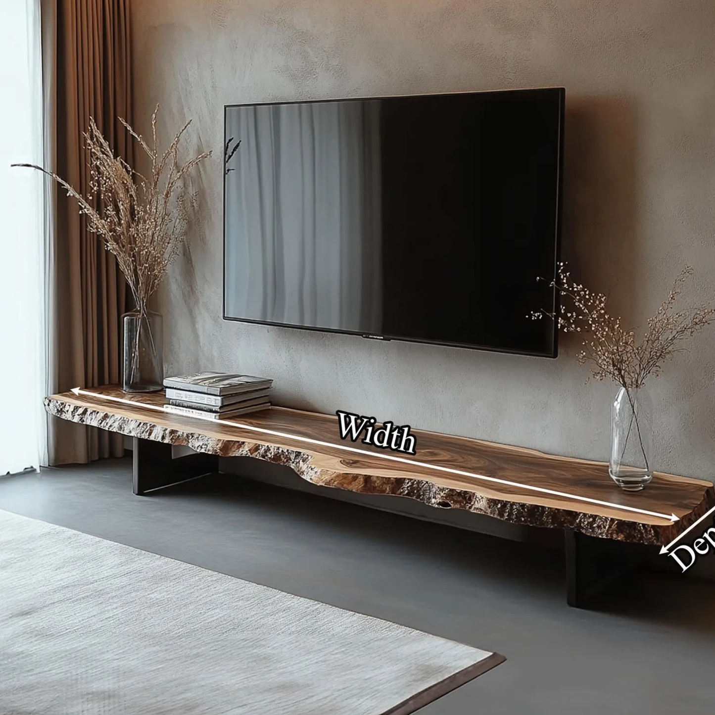 Solid Wooden Live Edge TV Bench Living Room