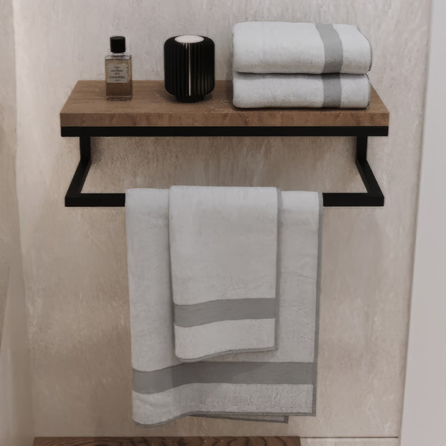 Bathroom Storage Shelf – Wooden Towel Rack for Modern Home Décor