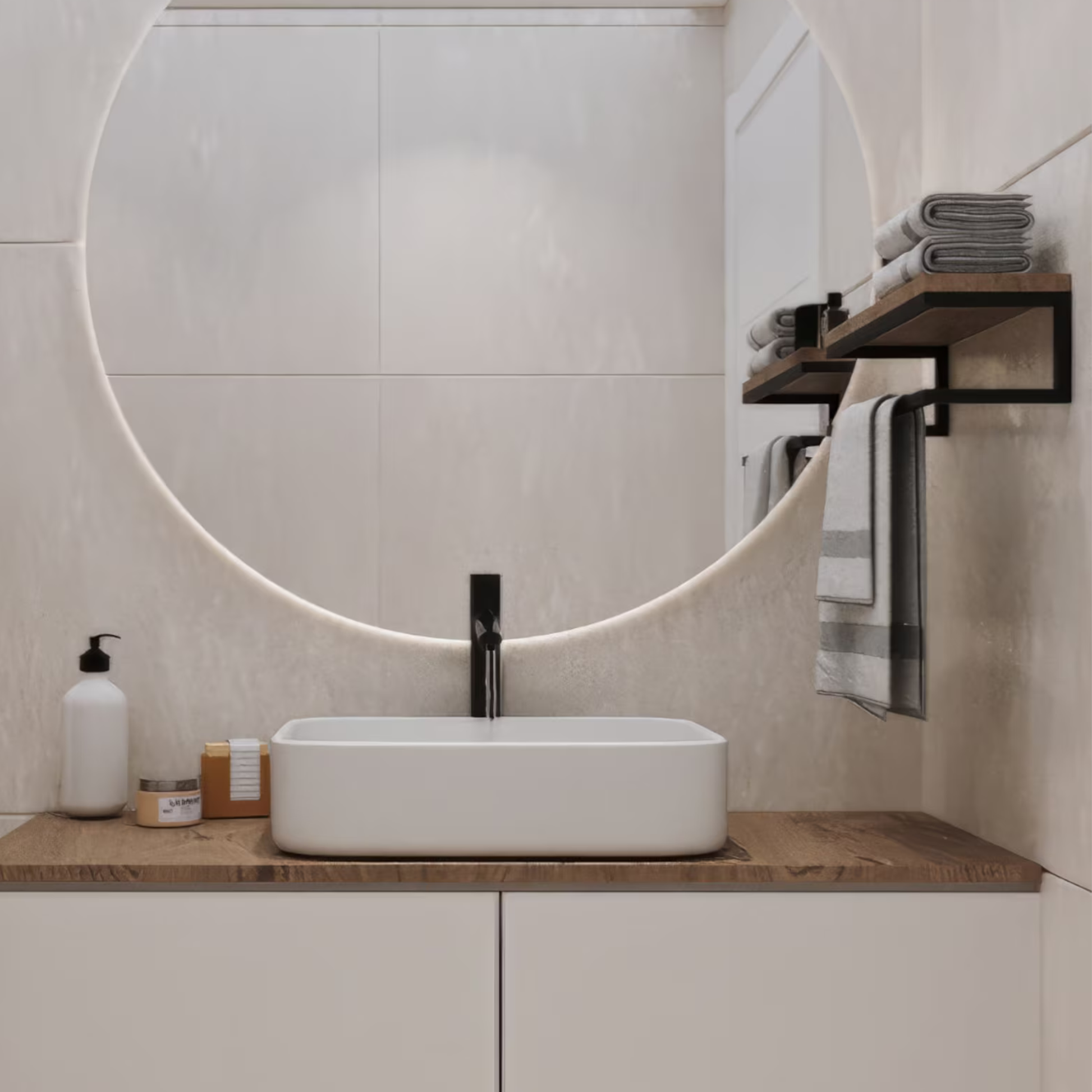 Adaptivo Furniture Bathroom Collection – Wooden and Metal Wall Towel Holder