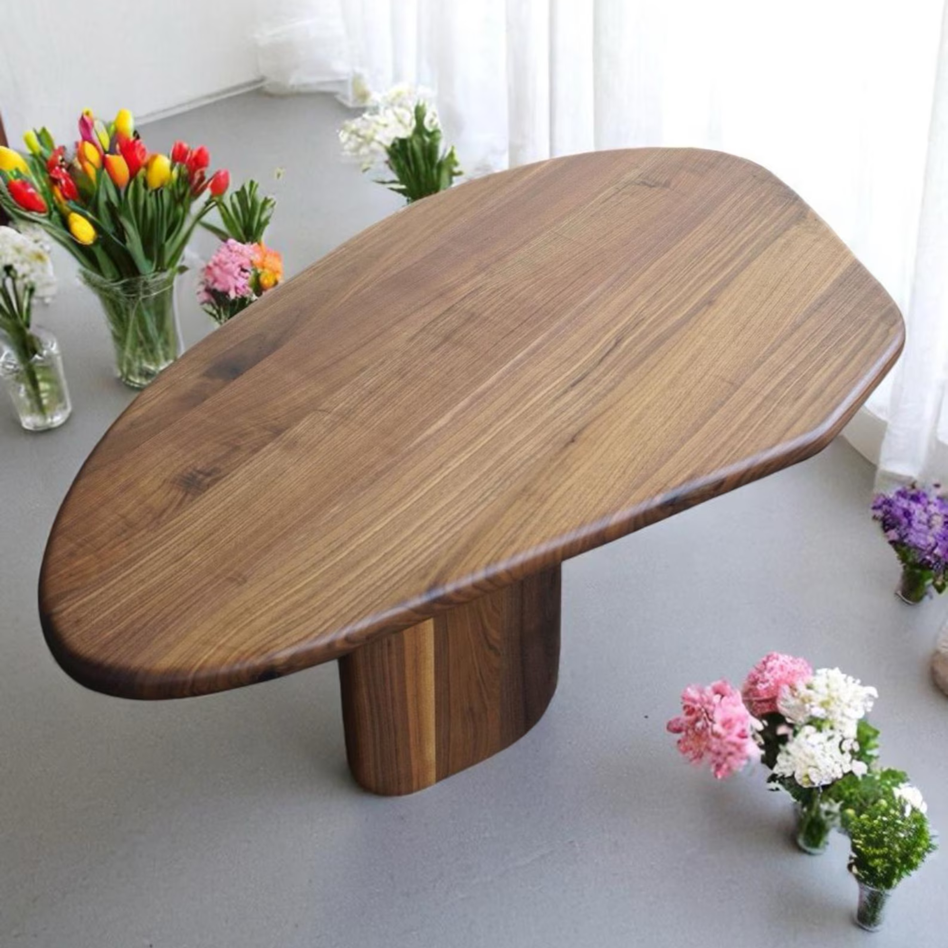 Handcrafted solid Sheesham wood round medium table with smooth matte finish