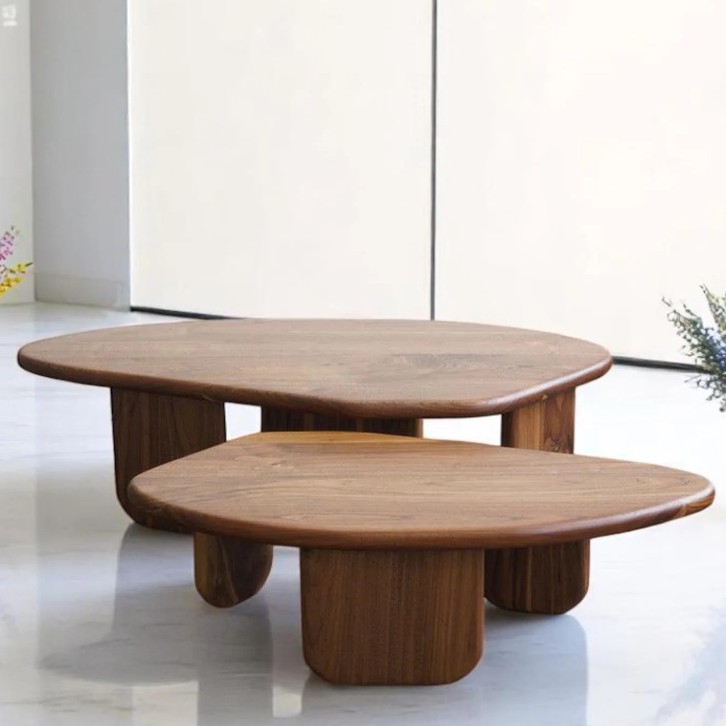 Mid-century low table design in solid Sheesham wood – modern interior accent piece