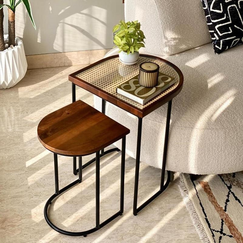 Rattan Accent Table - Set Of Two