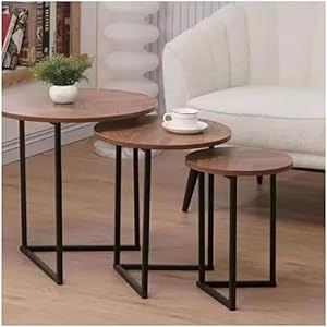Space-saving Sheesham wood and iron nesting coffee tables