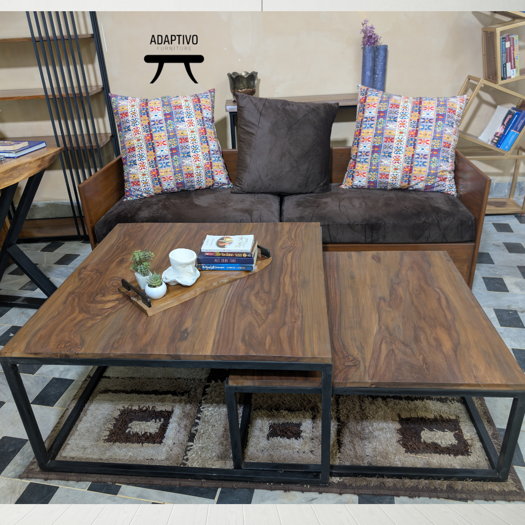 Large central nesting square table for living room decor