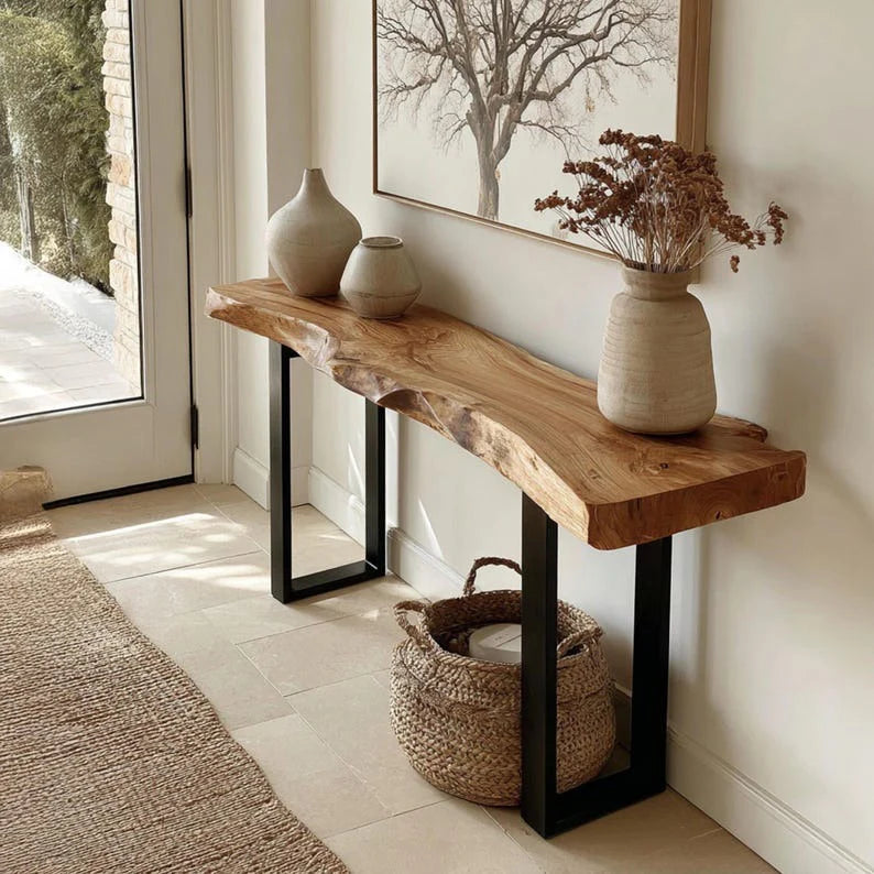 Solid Sheesham Wood Console Table Natural Finish