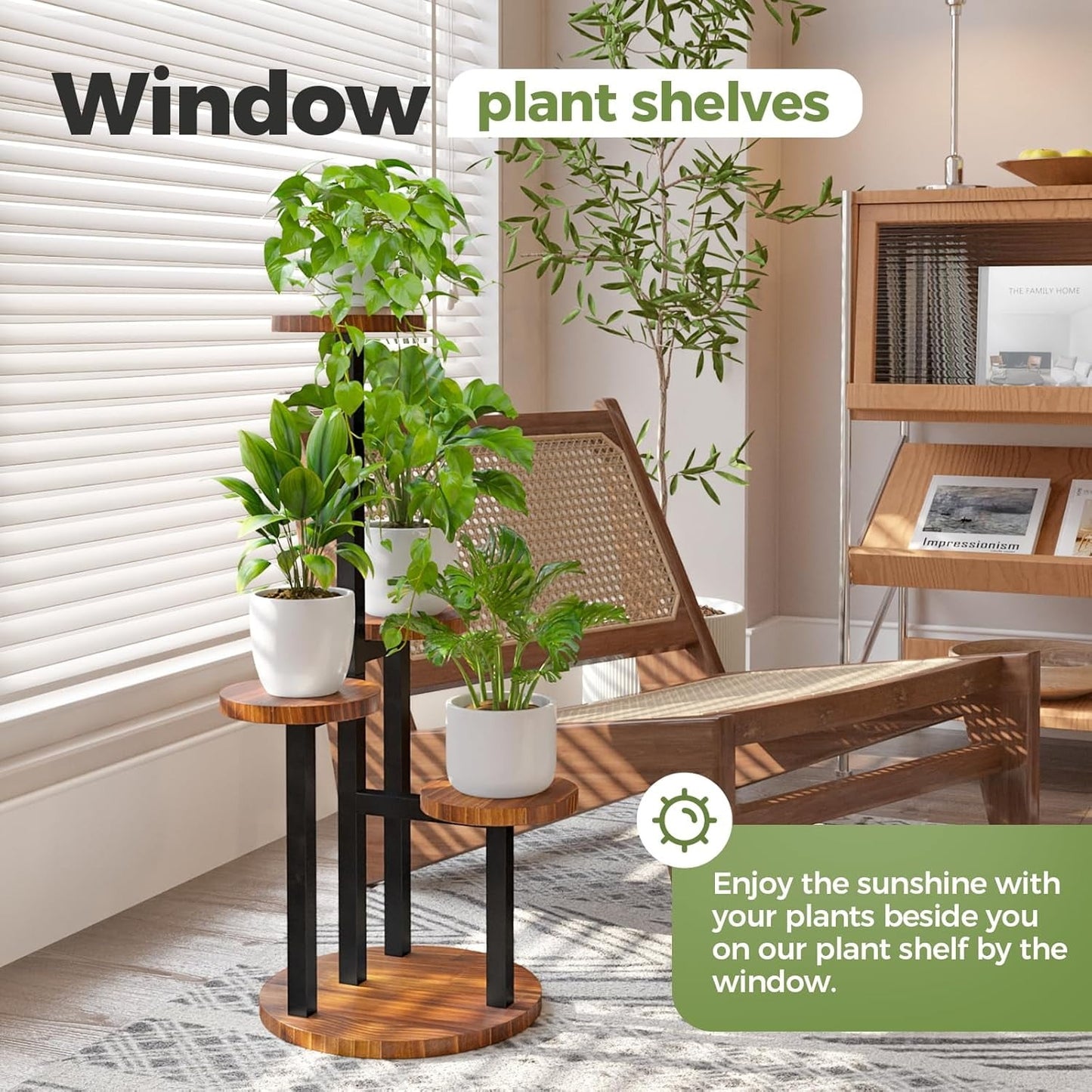Durable black metal plant shelf – Adaptivo premium furniture