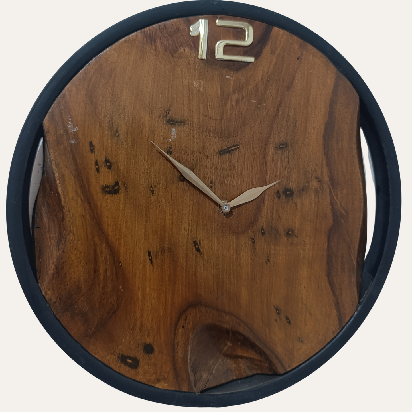Elegance in Time Sheesham Wood Wall Clock styled in modern living room – Handcrafted wooden décor by Adaptivo Furniture