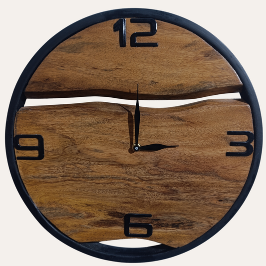 Handmade Eucalyptus Wall Clock styled on living room wall – Modern home décor by Adaptivo Furniture