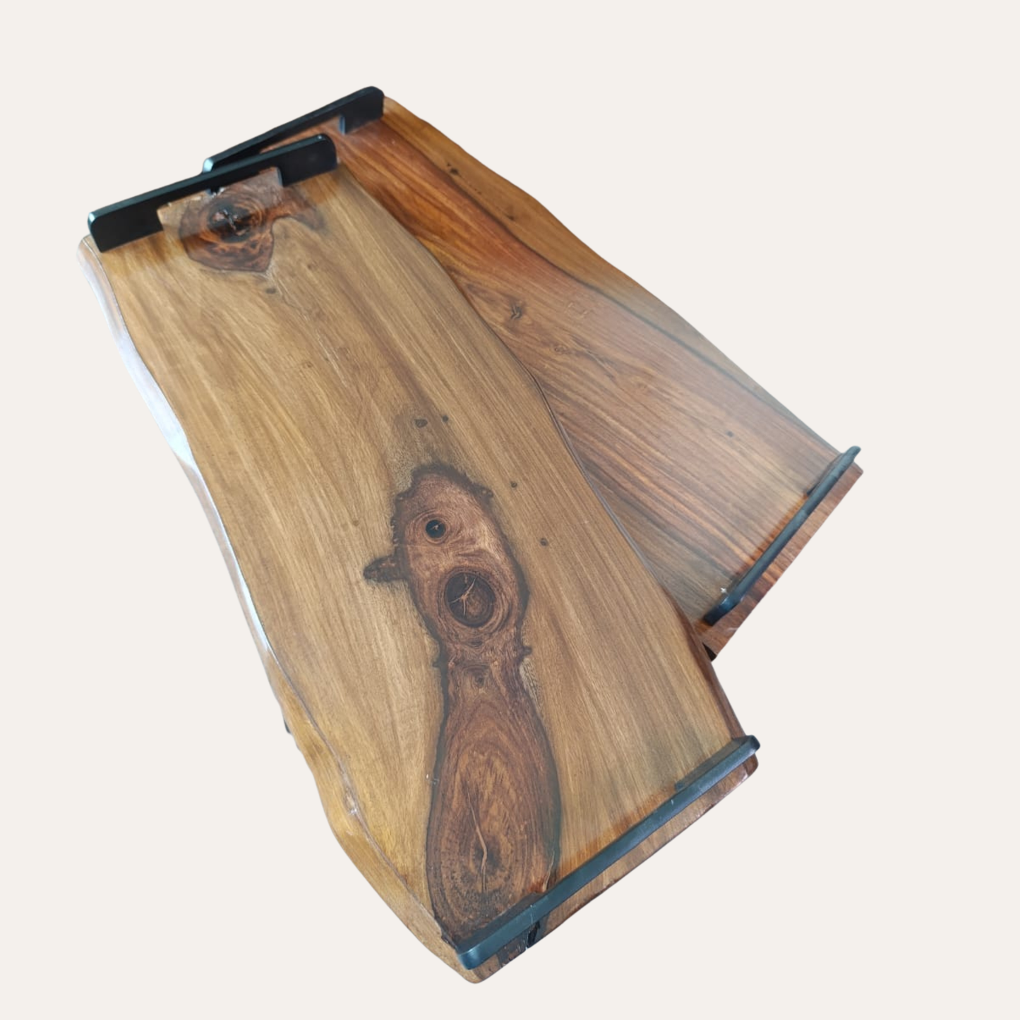 Rustic Sheesham large serving tray styled with cups and décor – Adaptivo Furniture