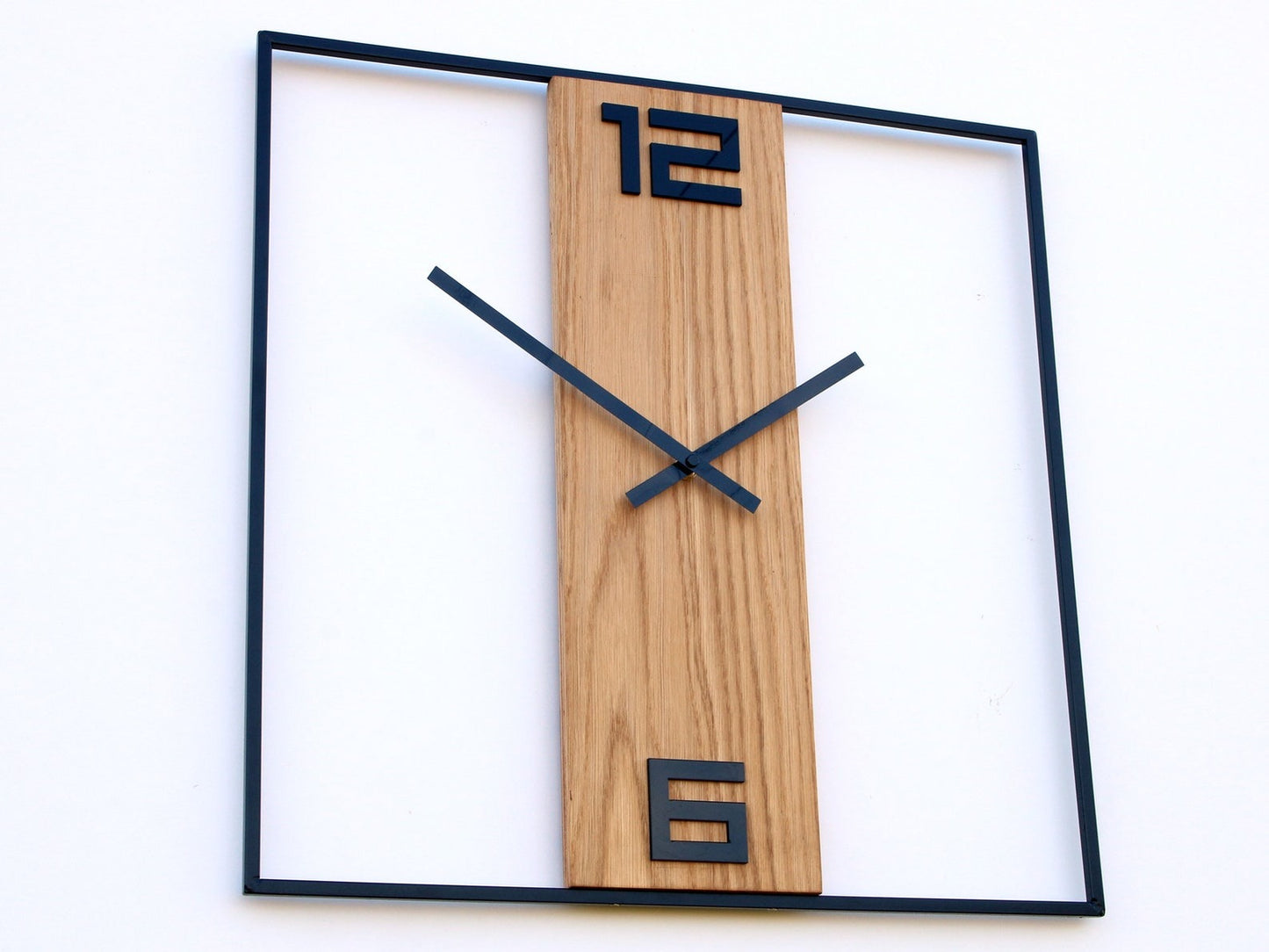 Large Metal Clock, Metal Wall Art with Wood, Big Metal Clock