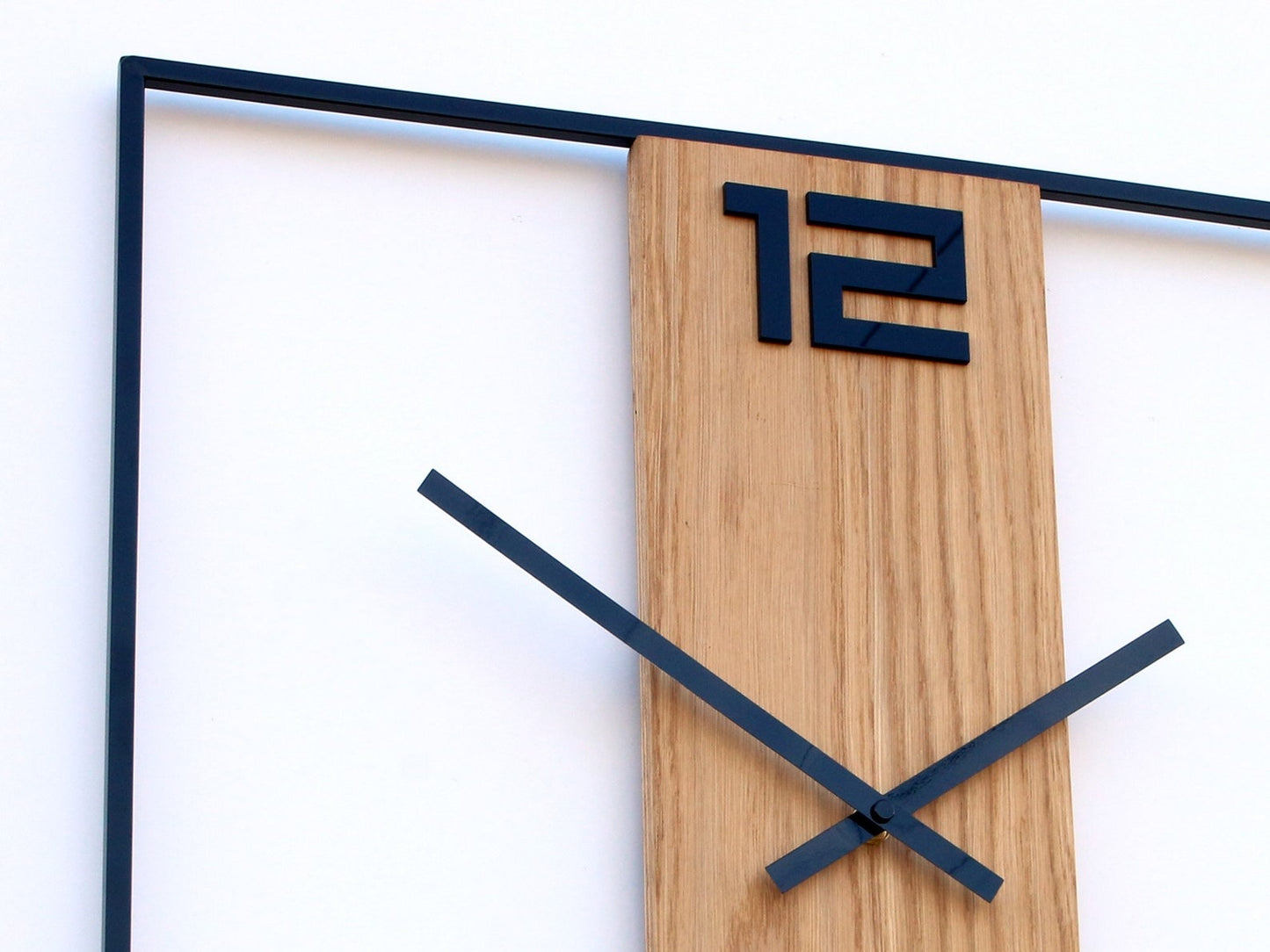 Large Metal Clock, Metal Wall Art with Wood, Big Metal Clock