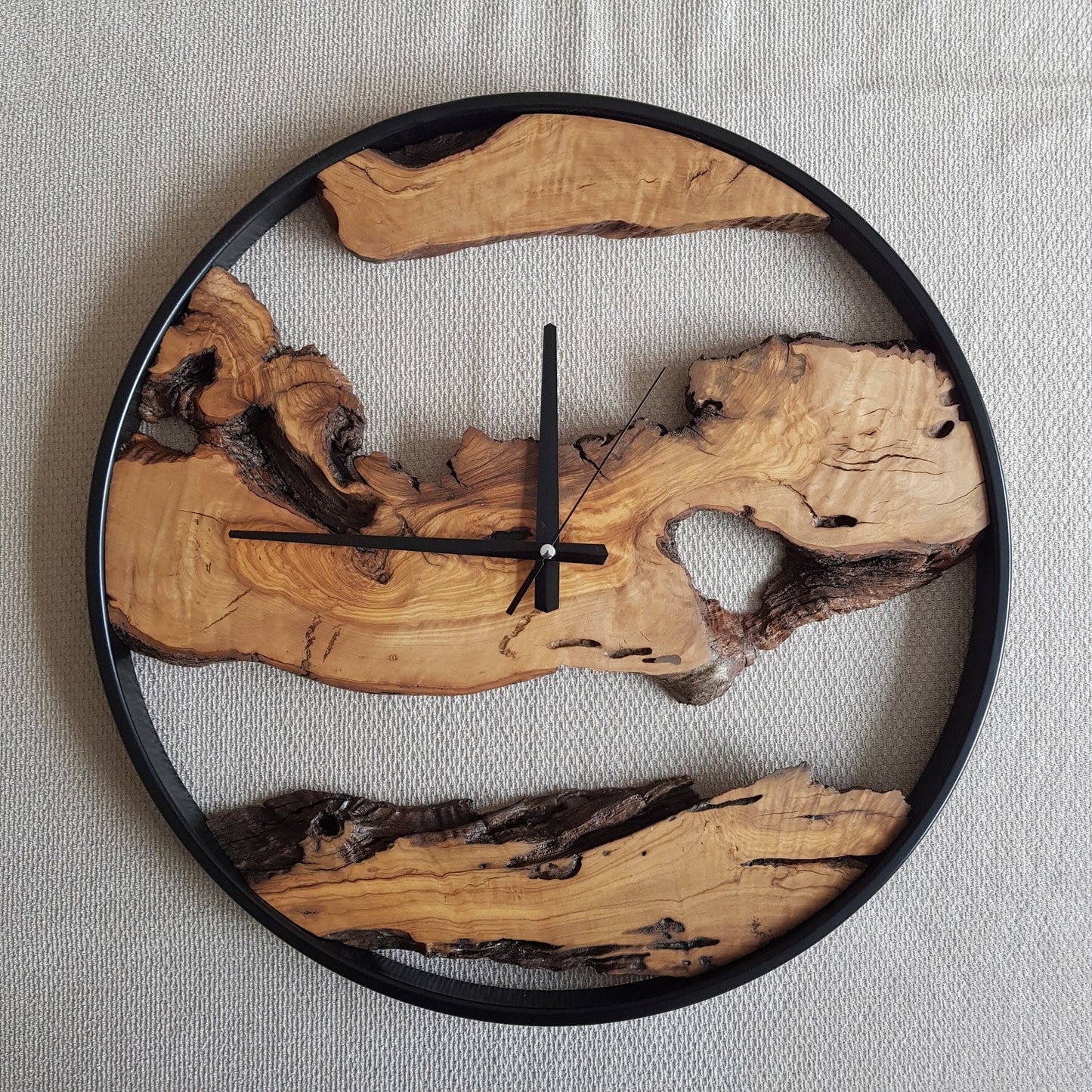 Custom Made Metal & Sheesham Wood Wall Clock, Wooden Wall Clock, Rustic Wall Clock