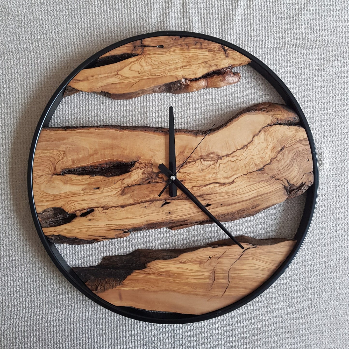 Custom Made Metal & Sheesham Wood Wall Clock, Wooden Wall Clock, Rustic Wall Clock