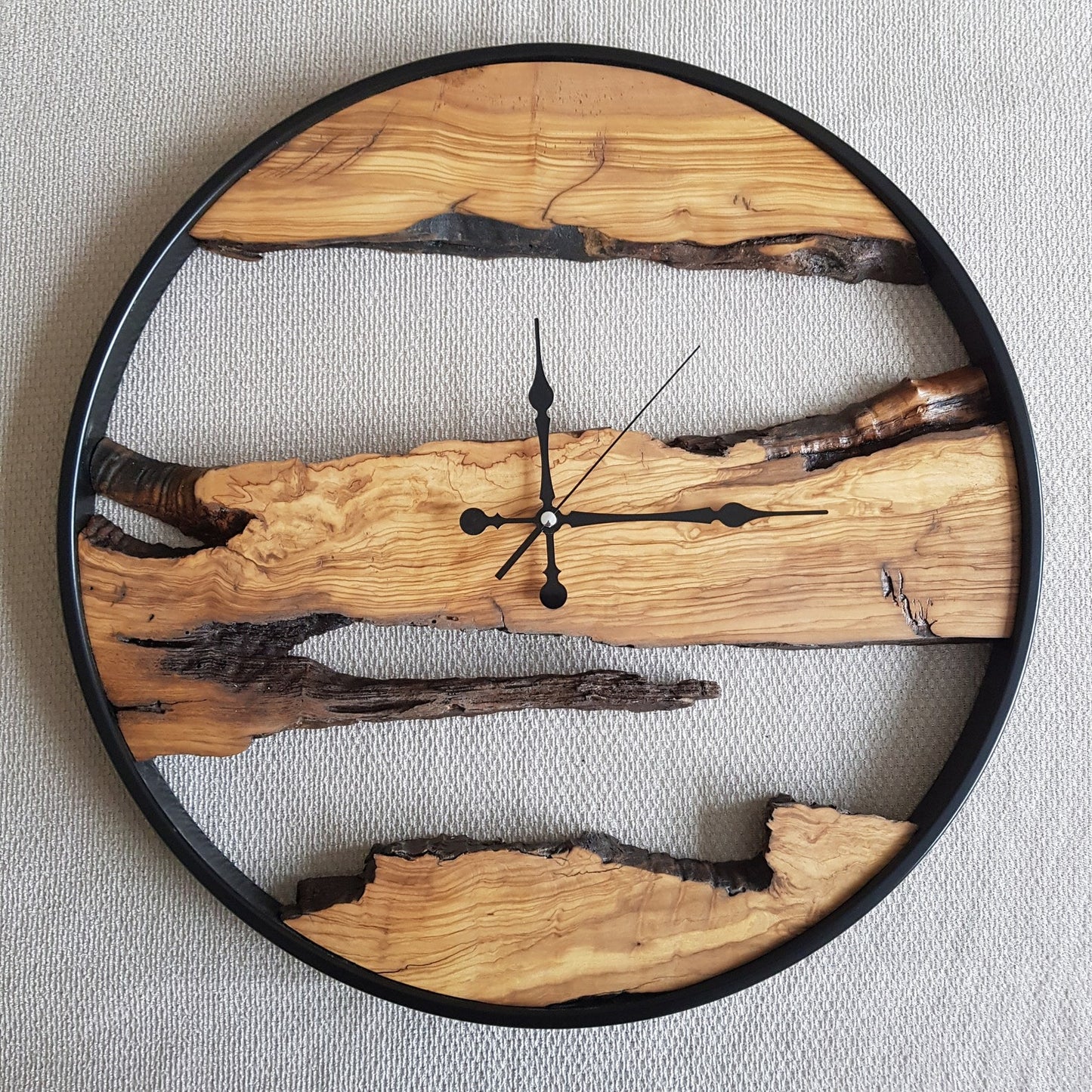 Custom Made Metal & Sheesham Wood Wall Clock, Wooden Wall Clock, Rustic Wall Clock