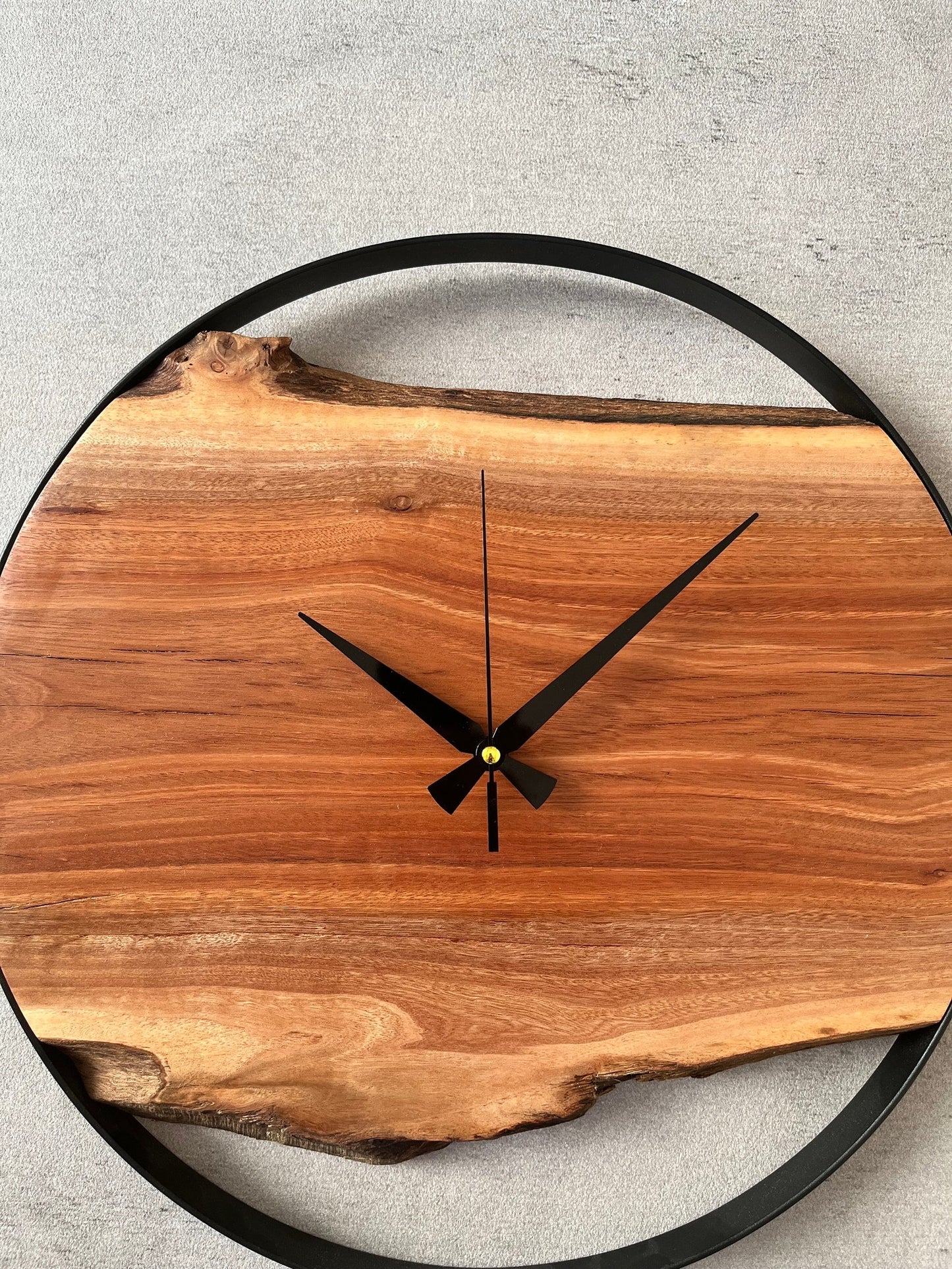 Handmade Eucalyptus Wall Clock with Metal Frame