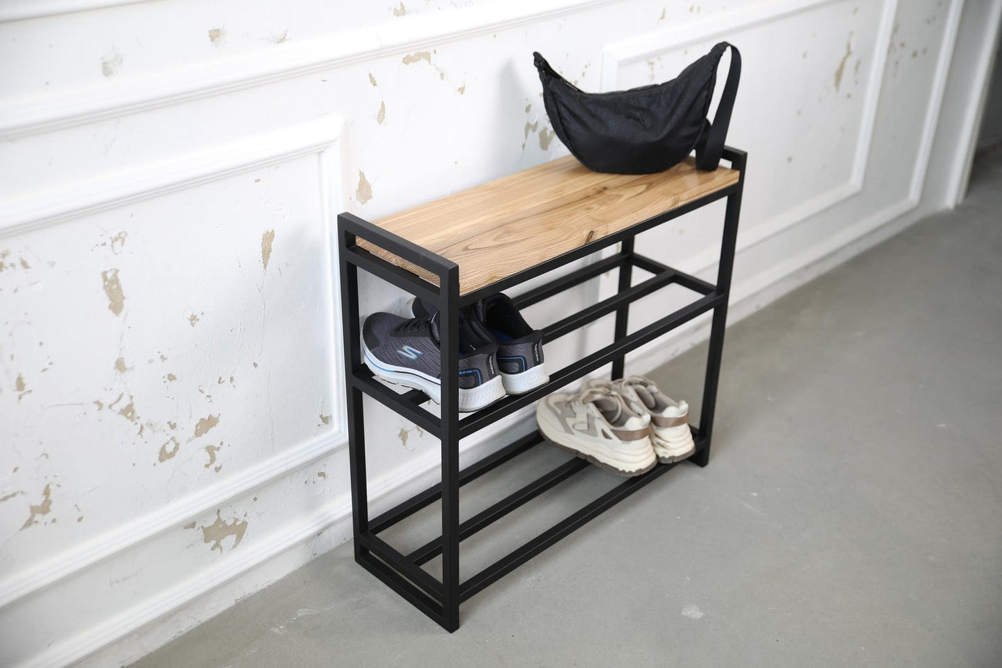 Shoe storage for hallway home, 2 tier shoe bench