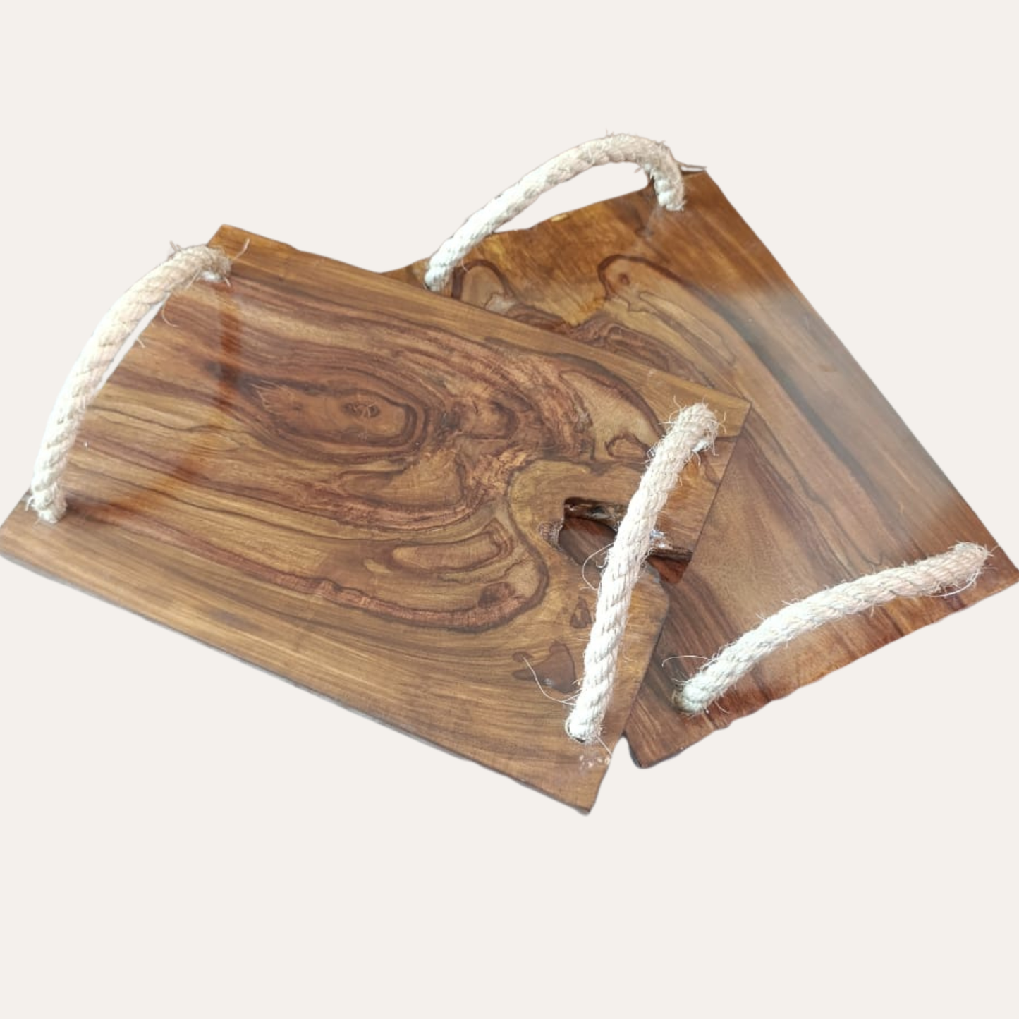 Rustic Sheesham Wood Tray Set – Live Edge Design for Kitchen & Home Decor | Adaptivo Furniture
