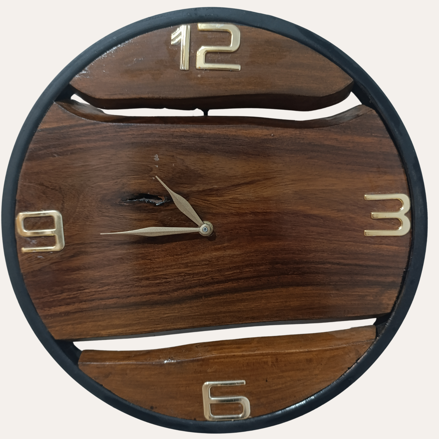 Live Edge Sheesham Wood Big Wall Clock styled in modern living room – Adaptivo Furniture handcrafted wall décor