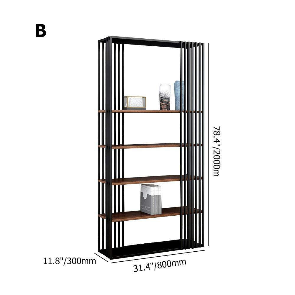 Freestanding wood and metal bookshelf for books and decor