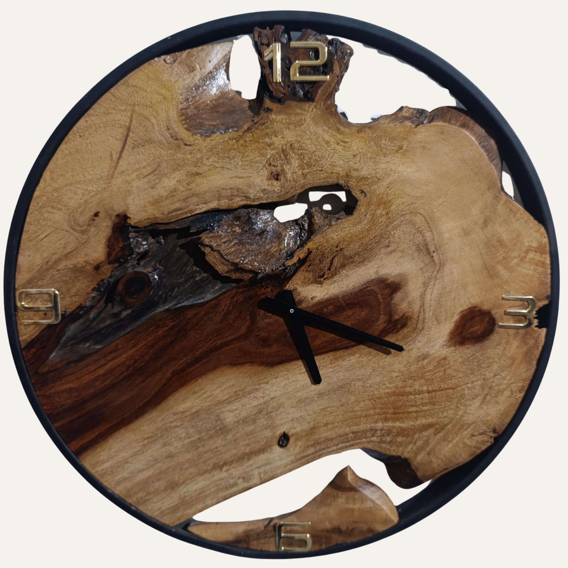 Elegant large round wall clock made from premium Sheesham wood with minimalist design by Adaptivo Furniture