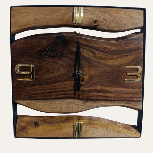 Metal Wall Art with Wood – Square Style Clock | Adaptivo Furniture