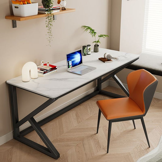 Modern Rectangular Grey Stone Top Office Desk