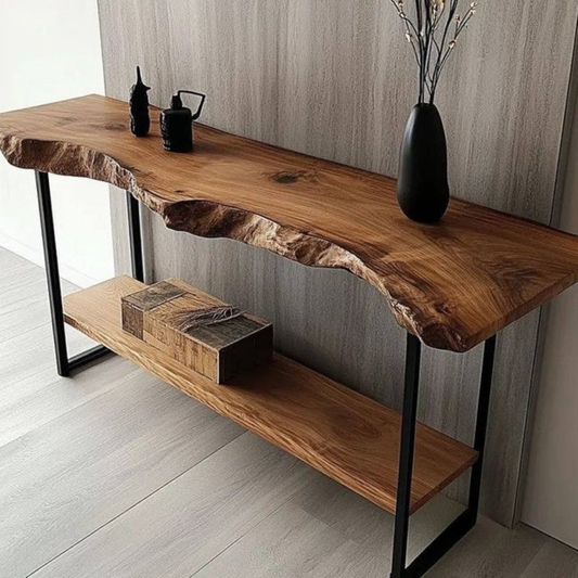 Custom Rustic Live Edge Console Table – Solid Sheesham Wood Entryway Table by Adaptivo Furniture