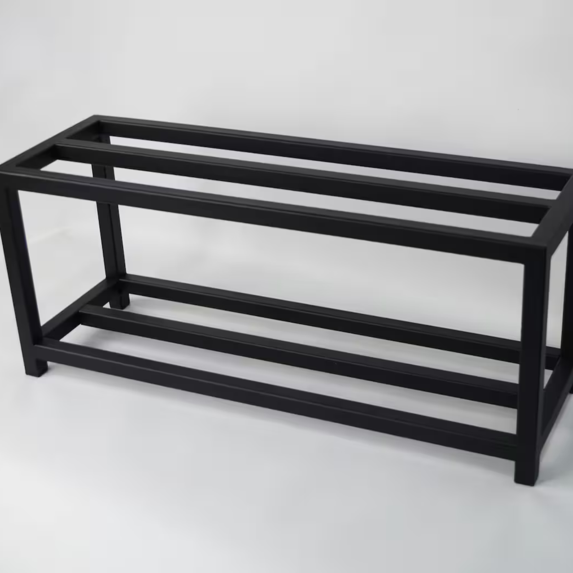 Black Metal Shoe Rack with Two Shelves – Space-Saving Entryway Organizer by Adaptivo Furniture