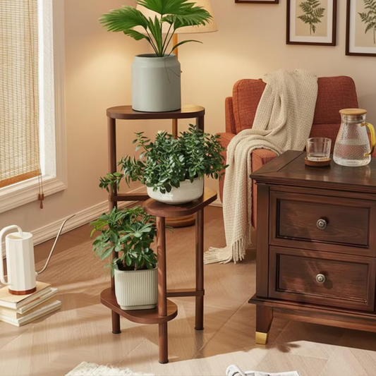 “Indoor Wooden Plant Shelf – Space-Saving Display Rack for Home or Office”