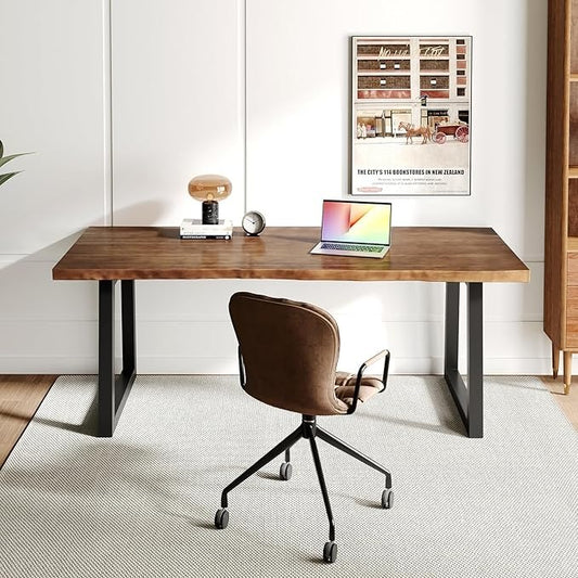 Modern Gaming Workbench Solid Sheesham Wood Desktop Computer Desk