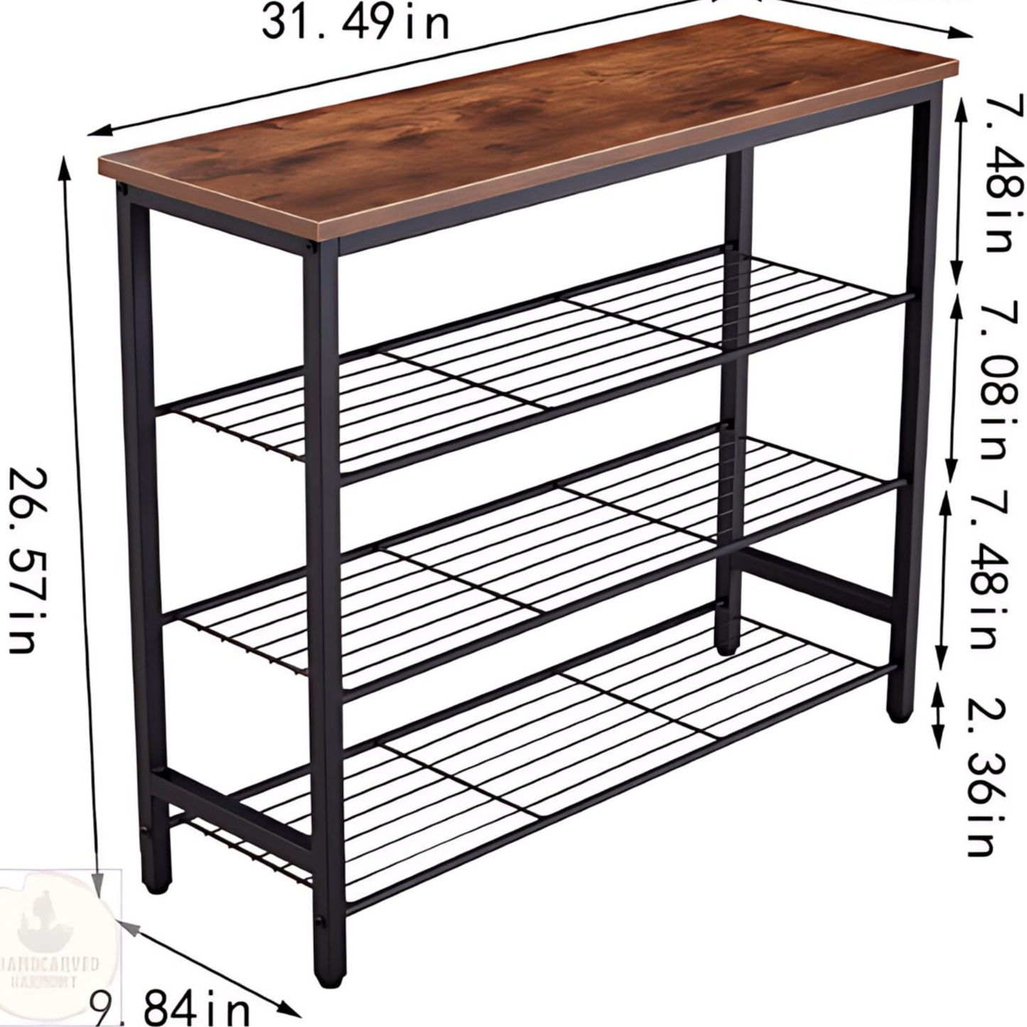 Rustic Modern Shoe Rack – Handmade Metal Frame with Sheesham Wood Top Storage Shelf by Adaptivo Furniture