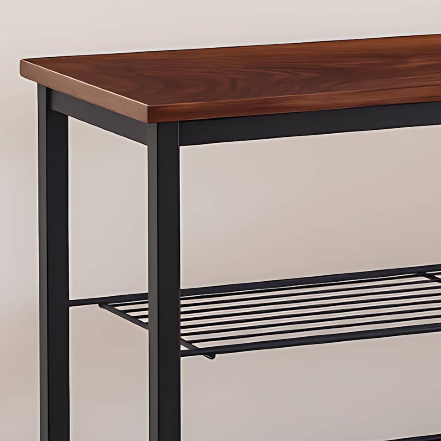 Industrial Style 4-Tier Shoe Rack – Sheesham Wood Top and Black Metal Frame by Adaptivo Furniture