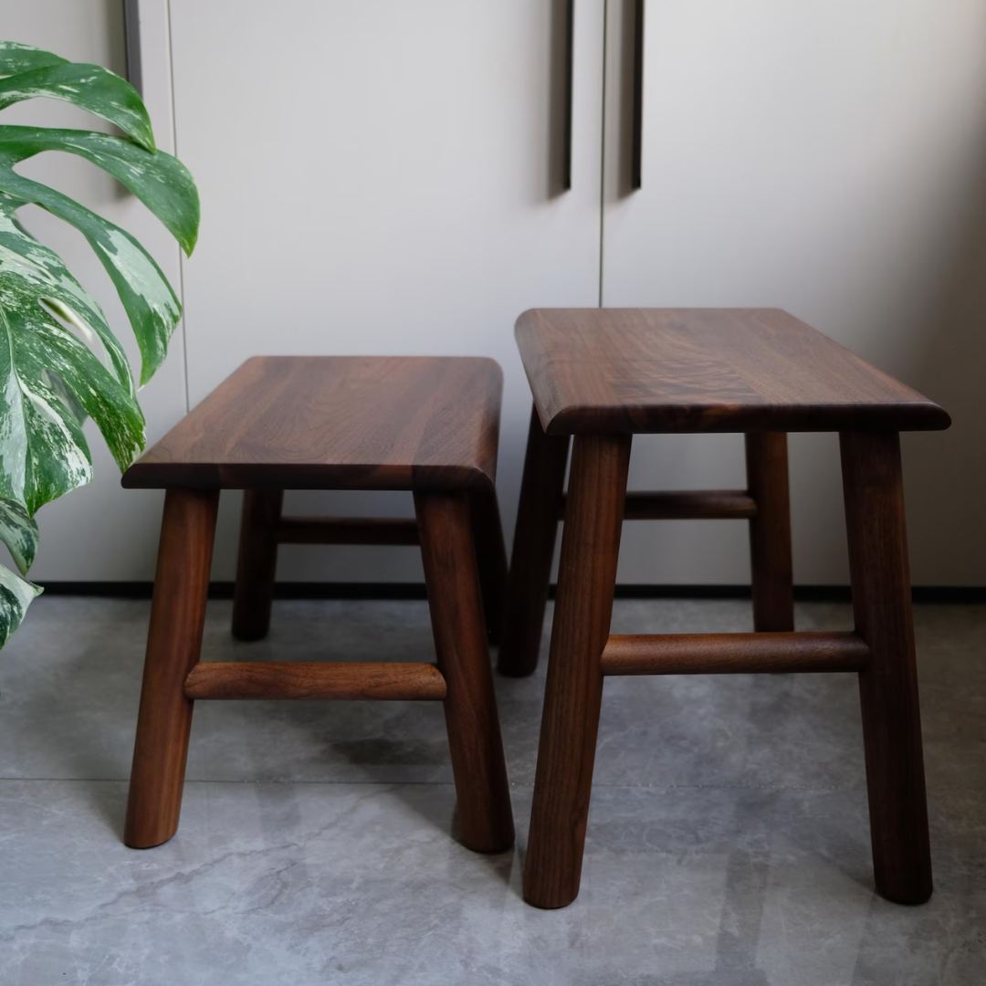 Handmade Sheesham Wood Stool | Modern Accent Seat & Side Table | Solid Wood Rustic Stool