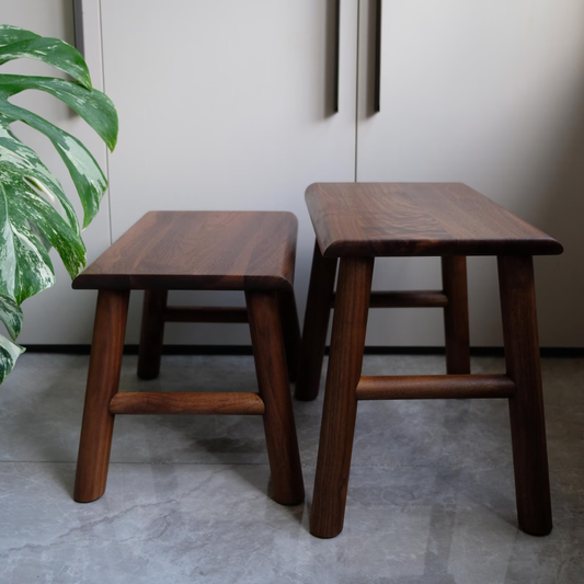 Handmade Sheesham Wood Stool | Modern Accent Seat & Side Table | Solid Wood Rustic Stool