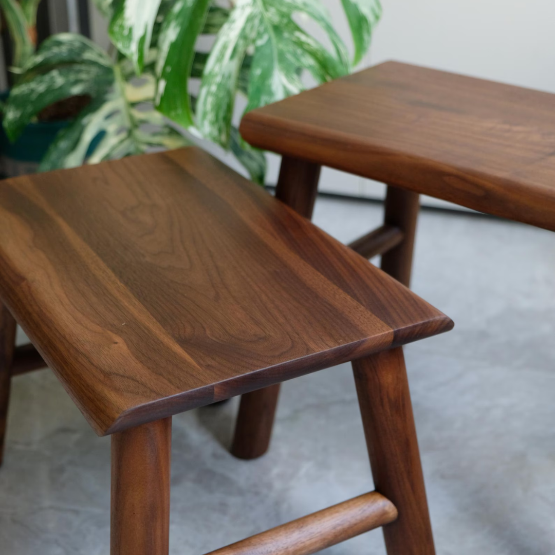 Handmade Sheesham Wood Stool | Modern Accent Seat & Side Table | Solid Wood Rustic Stool