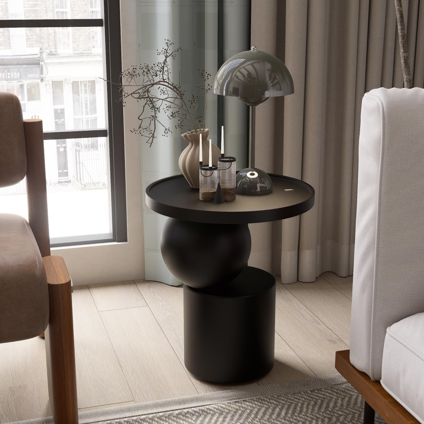 Modern accent side table for living room solid Sheesham wood